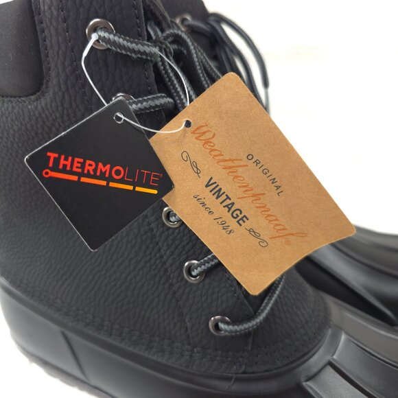 NWOB WEATHERPROOF Vintage Adam II Duck Boots Men's 10M Black Faux Leather BOOTS - Picture 6 of 16